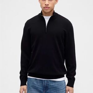 2 Gap 100% Merino Wool Sweater Mens 1/2 Zip Long Sleeve Black and Navy